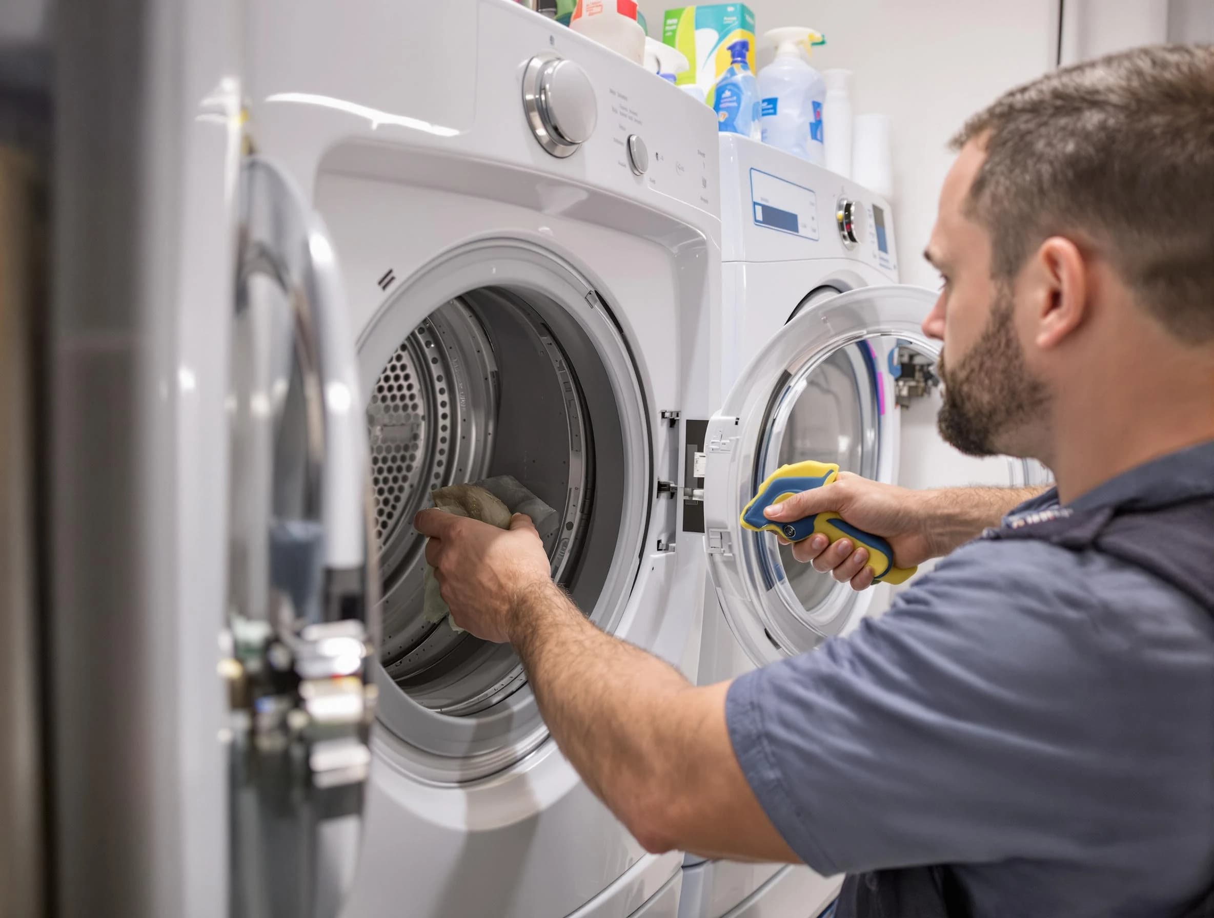 Sun City Dryer Vent Cleaning specialist removing lint buildup from a dryer lint trap system in Sun City