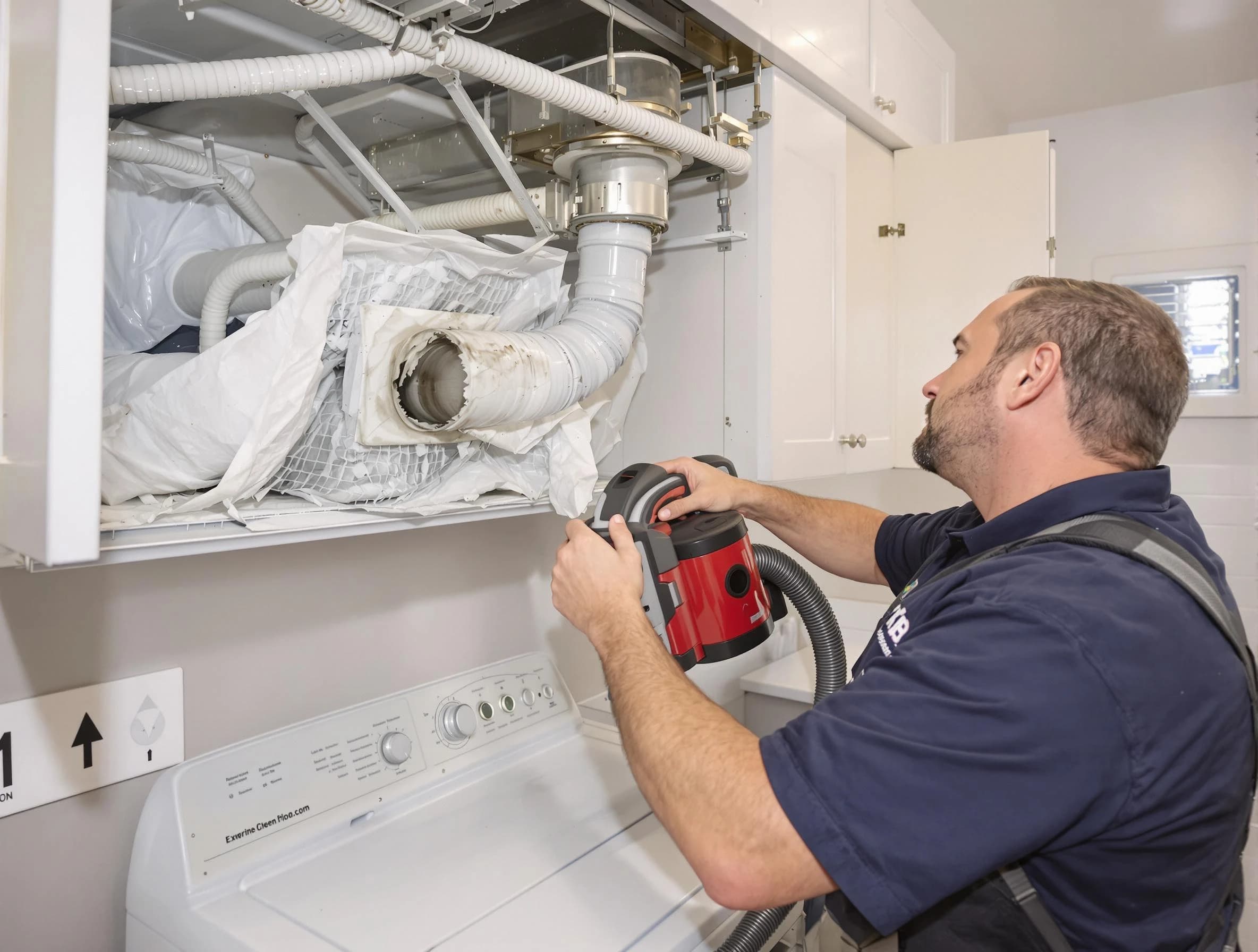 Sun City Dryer Vent Cleaning technician performing professional exhaust vent cleaning at a residential property in Sun City