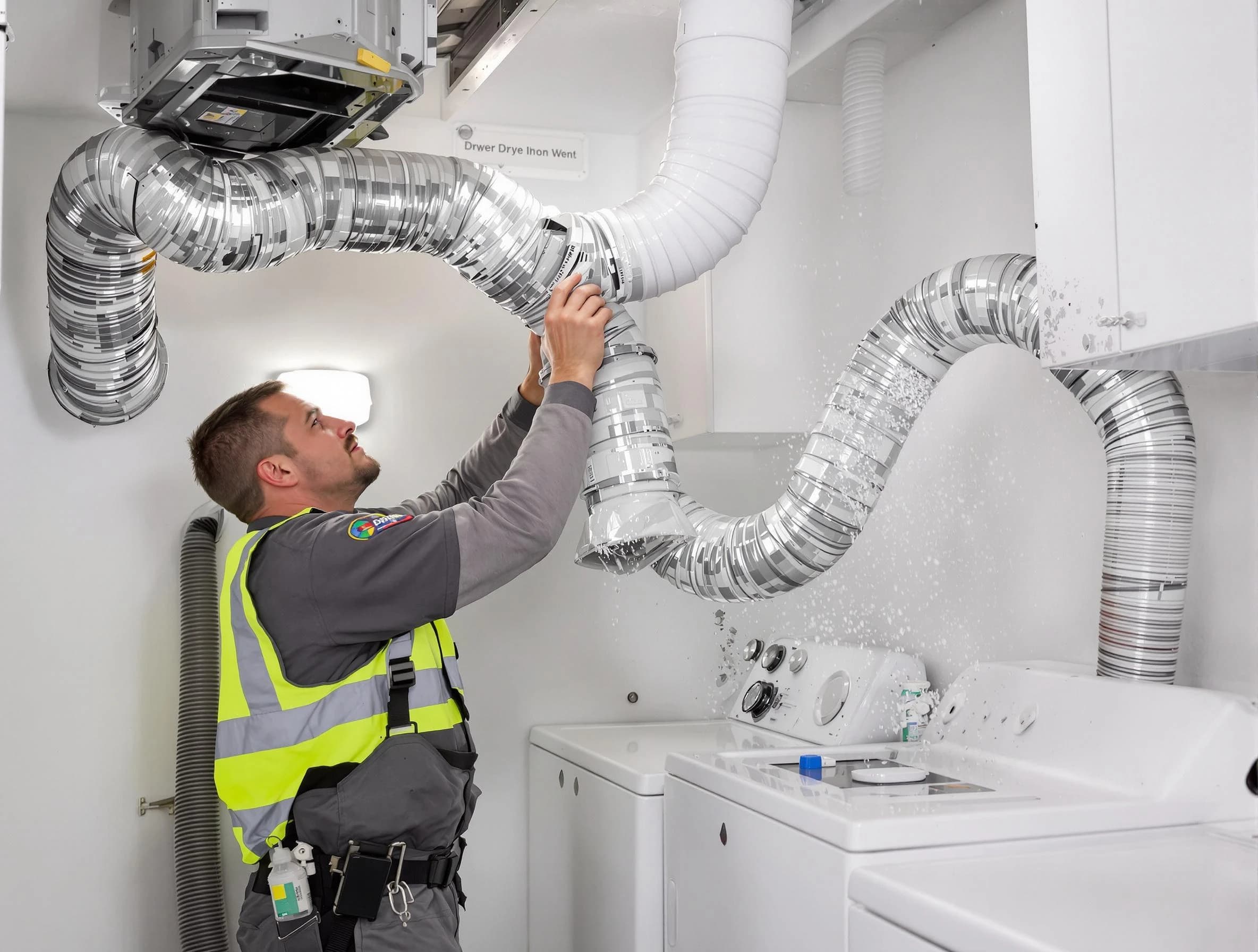Sun City Dryer Vent Cleaning technician performing detailed dryer exhaust vent cleaning at a home in Sun City