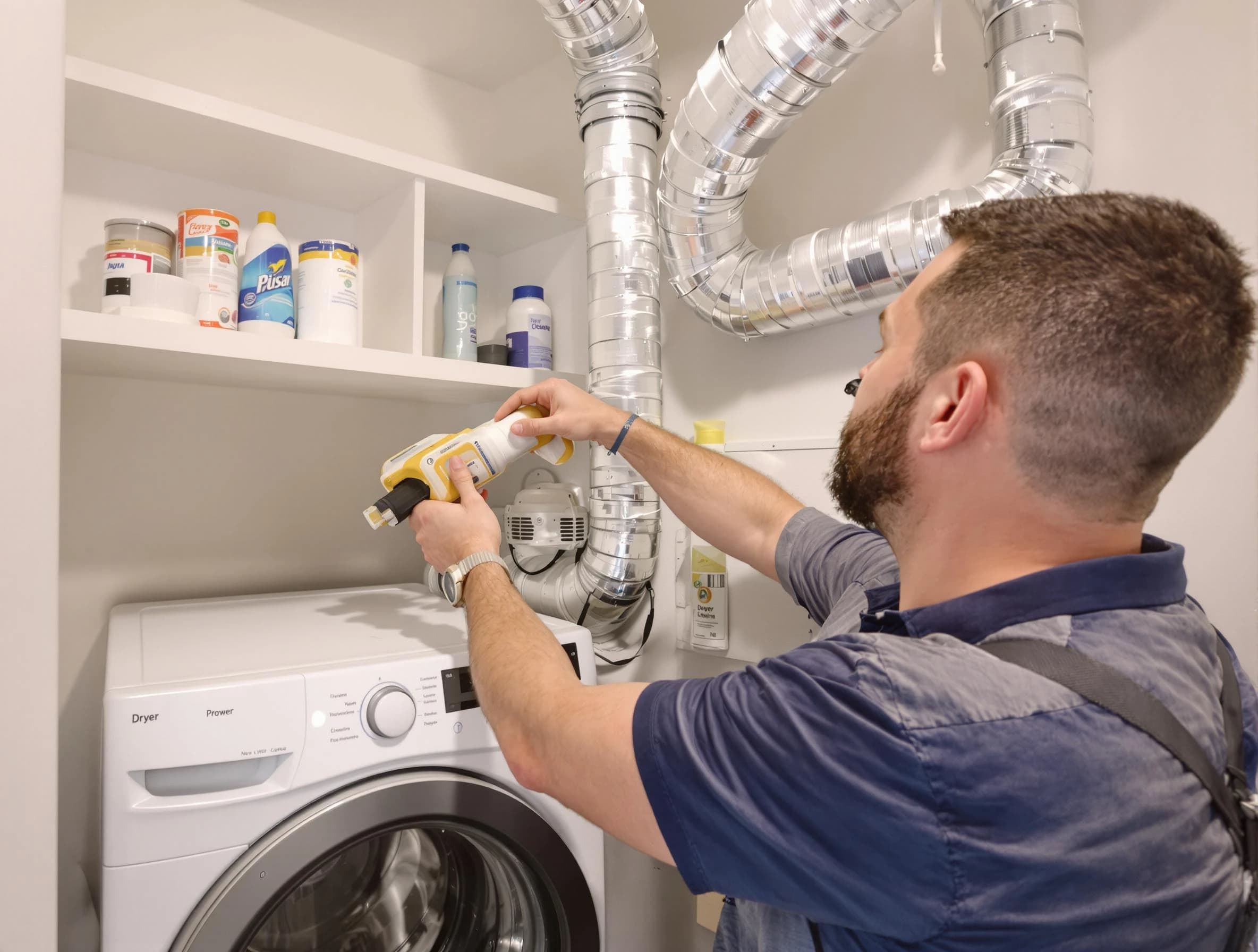 Sun City Dryer Vent Cleaning technician performing dryer vent cleaning at a home in Sun City
