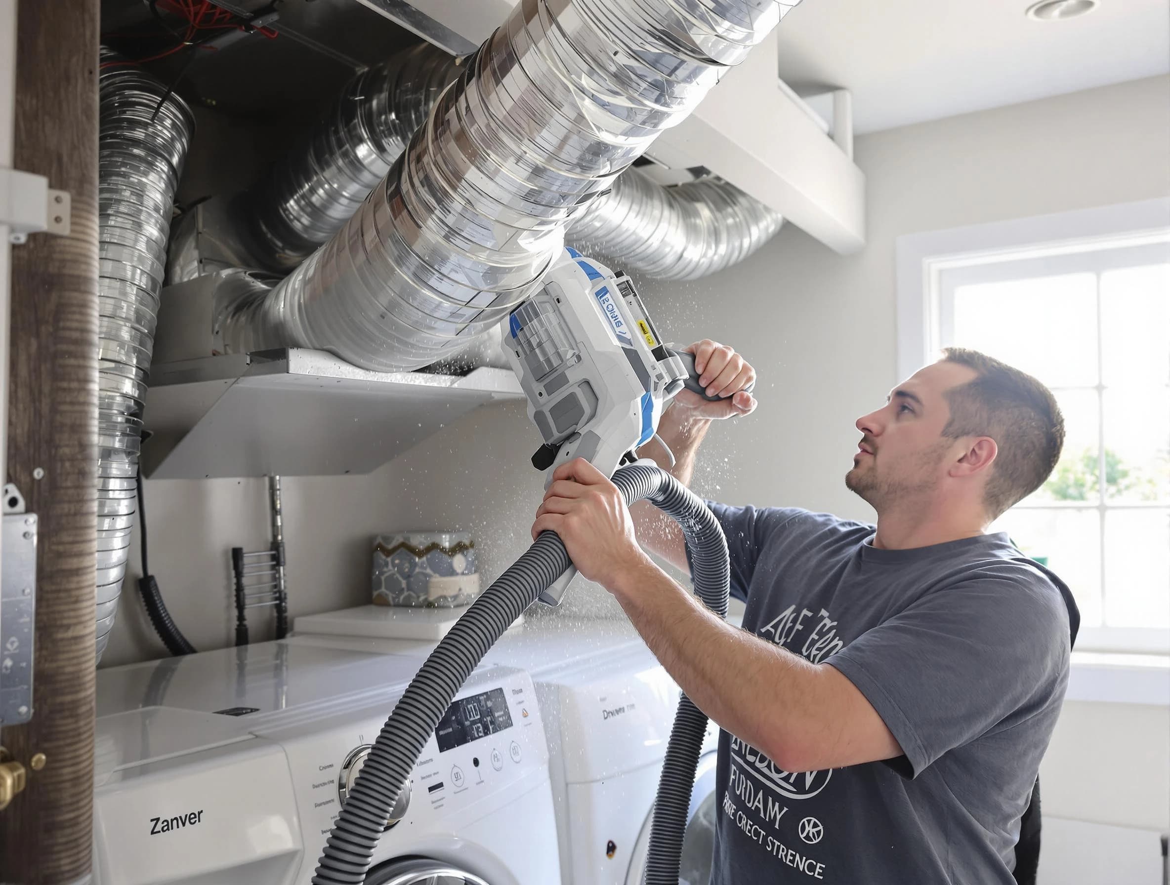 Sun City Dryer Vent Cleaning specialist cleaning deep within a dryer vent duct system in Sun City