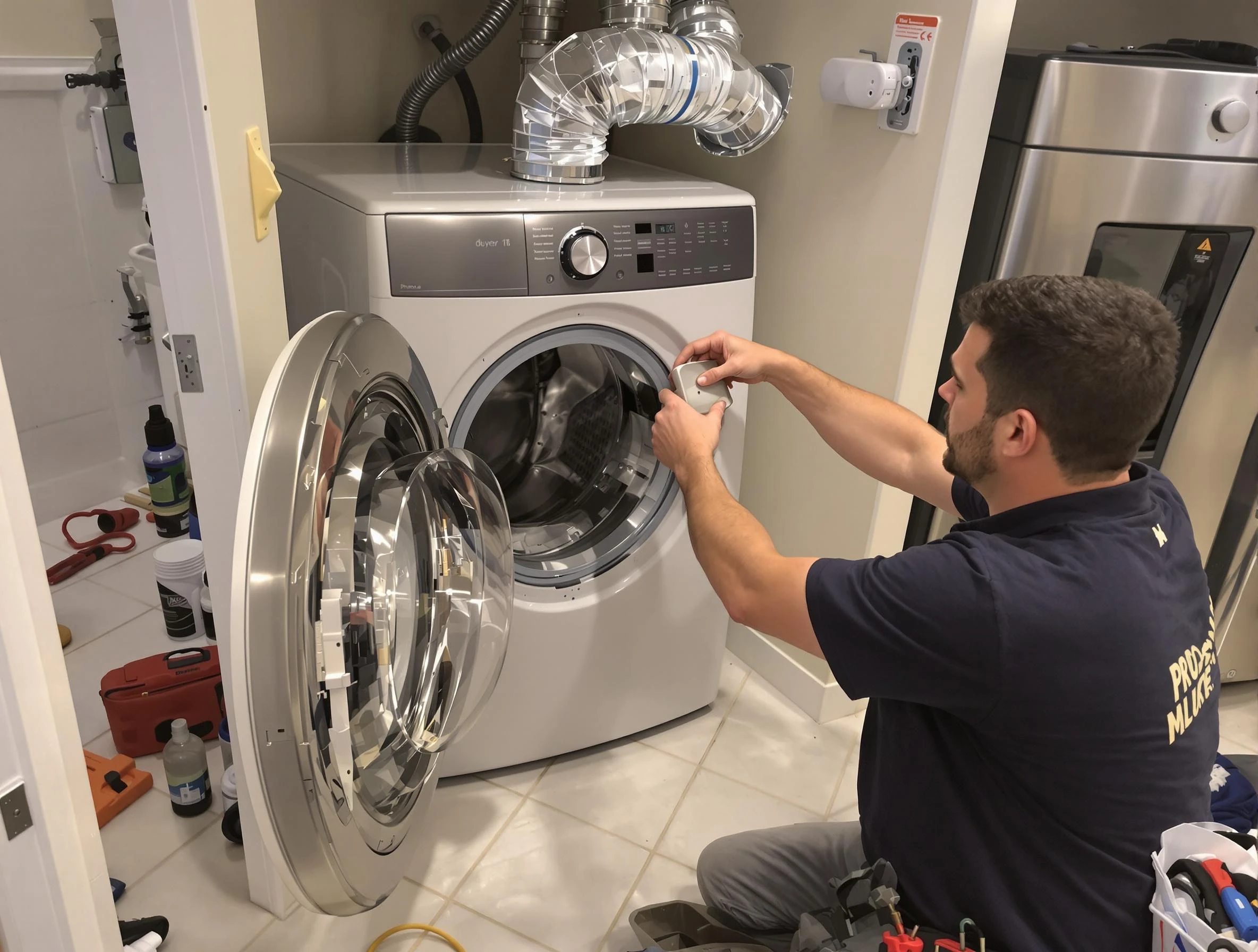 Sun City Dryer Vent Cleaning technician performing precise dryer vent hose installation in Sun City